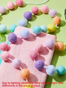 6.5-Foot Macaron-Colored Pom-Pom Wreath With 24 Pom-Poms And A 2-Meter Pastel Pom-Pom String, Suitable For Wedding Arch Backdrops, Wall Decorations, Birthday Parties, Christmas, Easter, And Family Celebrations. - Multicolor - View 1