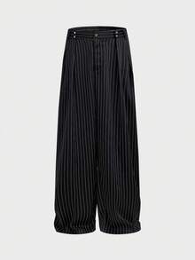 EASEVO Plus Size Men's Fashionable Striped Casual Wide Leg Pants - Black - View 7