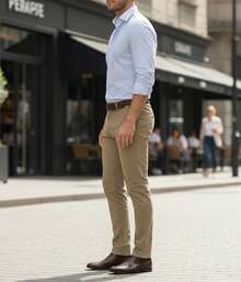 Pantalón Gabardina Skinny Strech Hombre - Duradero y Elegante. Un clásico reinventado con elasticidad para el día a día. ¡Comodidad sin sacrificar el estilo! - kaki - Ver 4