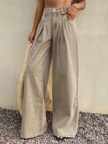 DAZY Quần jeans nữ ống đứng rách nhẹ, kiểu dáng thường ngày, phù hợp cho mùa xuân và mùa hè, phong cách đường phố. - Màu xanh lam - Xem 4