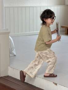 DAZY 宽松直筒阔腿裤 + 宽松圆领套头T恤 幼儿男童（小号）家居服 - 綠色 - 查看 2