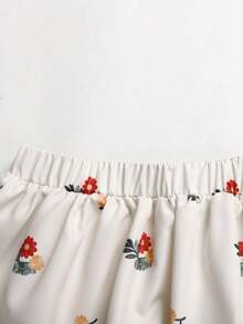 Young Girl Casual Round Neck Ditsy Floral Sleeveless Top And Mini Skirt Set,Elegant 2-Piece Outfit For School,Parties,Gatherings,Spring/Summer - Multicolor - View 2