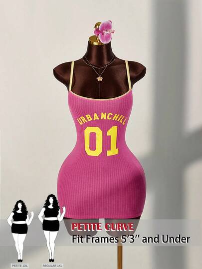 SHEIN PETITE CURVE Đầm ôm sát mini phối ren màu sắc nổi bật dành cho nữ cỡ lớn, đầm ôm sát.