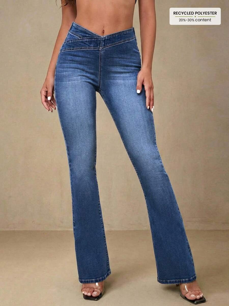 Selenza 宽松版型水洗锥形牛仔裤 - 深色水洗藍 - 查看 1