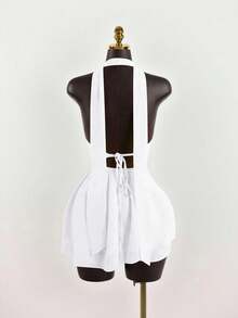 Lyxana 2pcs/Set Women's Sexy Hollow Out Cropped Halter Top And Mini Skirt Club Night White Summer - White - View 2