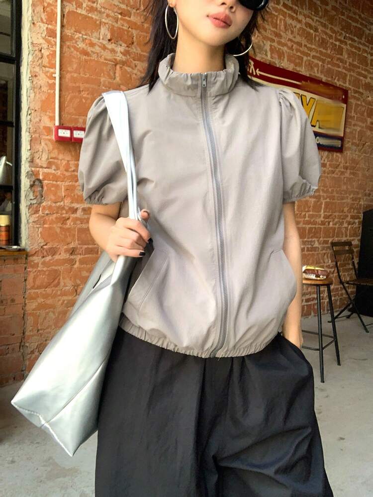 Women's Solid Color Short Sleeve Casual Korean Style Jacket