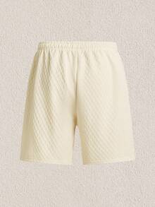 Mercer Haus Men's Casual Commuting Homewear Solid Color Versatile Sports Breathable Diamond Pattern Set - White - View 10