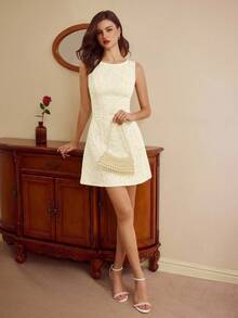 Vintamour 复古优雅女士迷你连衣裙 修身提花无袖度假连衣裙 休闲夏季连衣裙 女士夏季服装 夏季服装 度假装扮 女士连衣裙 夏季婚礼宾客连衣裙 女士太阳裙 女士舞会礼服 女士毕业礼服 女士正式礼服 女士生日礼服 女士连衣裙 优雅连衣裙 黄色连衣裙 迷你连衣裙 女士度假装扮 - 杏色 - 查看 4