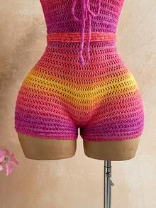 Soleia Women's Ombre Front Tie Knit Dress - Multicolor - View 6