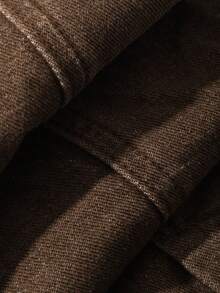Livesso Áo khoác denim dáng rộng buộc dây dành cho nữ, mùa thu - màu nâu - Xem 6