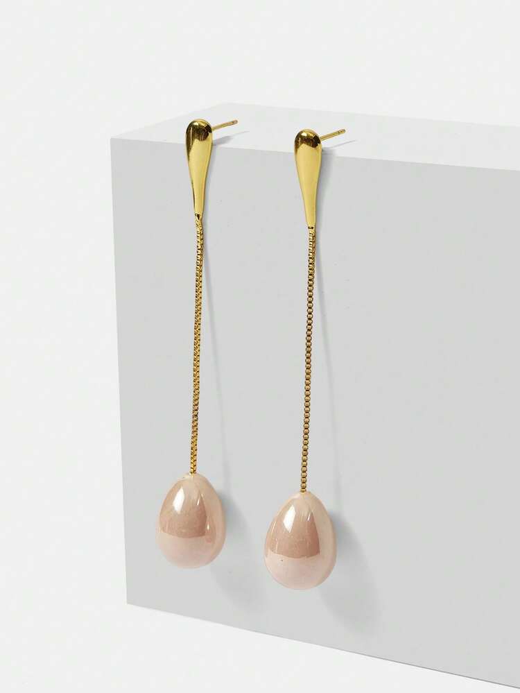 PRE SIMPLE LIGHT PINK IMITATION PEARL EARRINGS