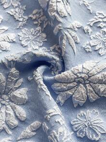 Elenzga Áo kiểu Jacquard sang trọng, thanh lịch kiểu cung đình dành cho nữ cỡ lớn, thích hợp cho hẹn hò/dự tiệc, lãng mạn. - Xanh và trắng - Xem 6