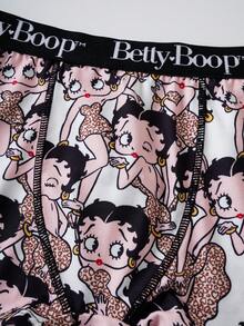 Betty Boop x SHEIN 卡通印花男士平角内裤 - 咖啡棕 - 查看 6