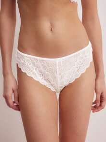 3 chiếc/gói quần lót bikini ren thiết kế đơn giản và lãng mạn cho nữ - Nhiều màu - Xem 3