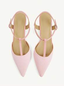 CUCCOO CHICEST Women ShoesT Sub-Belt Design Sense Single Shoes Cherry Blossom Powder Woven Pattern Pointed Kitten Heel Empty Single Shoes - Pink - View 2