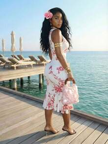 Slaydiva Mùa xuân mới, Lễ hội âm nhạc mùa xuân và mùa hè, Ngày lễ tình nhân, Lễ Phục sinh, Mùa cưới, Mùa lễ hội, Phong cách thường ngày và thanh lịch, Đi làm, Mặc hàng ngày, Trang phục công sở, Kỳ nghỉ, Tiệc tùng, Du thuyền, Tiệc tùng, Cơ bản, Hẹn hò hàng ngày, Cổ chữ V sâu, Đầm đuôi cá không tay, Nền trắng, Hoa hồng, Họa tiết toàn thân, Đầm ôm sát, Đầm dài ngang gối dành cho nữ -Z - trắng - Xem 3