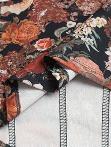 SHEIN VCAY Plus Size Women Floral Print Square Neck Camisole - Rust Brown - View 5