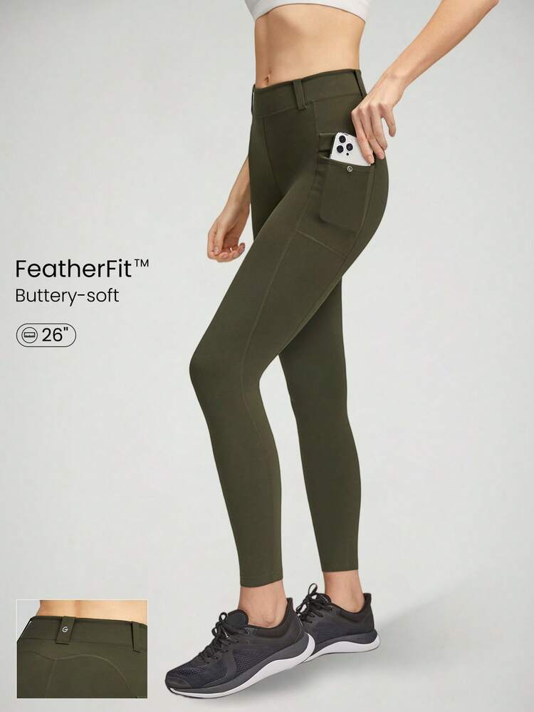 26" FeatherFit™ Cargo Pocket Belted Leggings Low Impact Daily Casual Summer