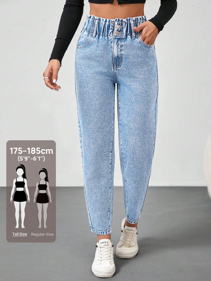 SHEIN Tall Quần Jeans Nữ Quần Ôm Vừa Vặn Thường Ngày Quần Ống Côn Cạp Rộng Quần Jeans Xanh Cao Cấp Quần Jeans Nữ Quần Nữ Quần Mùa Đông Trang Phục Cao Bồi Nữ Quần Áo Nữ Quần Nữ Quần Áo Mùa Hè Nữ - Rửa nhẹ - Xem 1