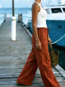 Breezaya New Spring Creek Collection Cargo Pants, Slimming High Waist Red BrownTrousers - Clay Red - View 4