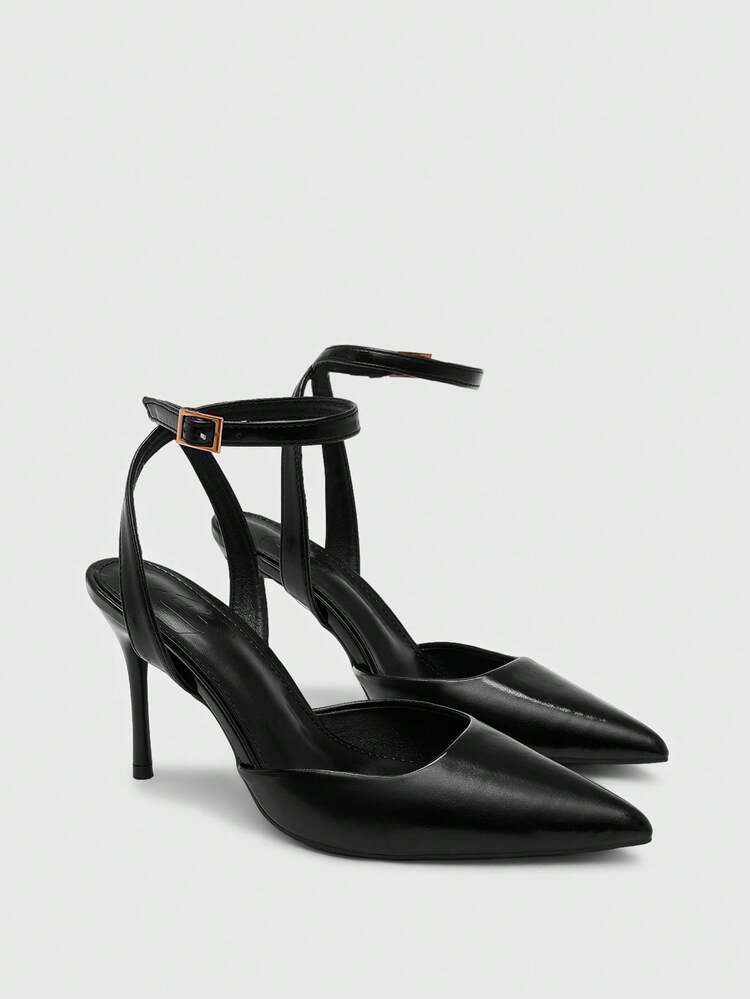 CUCCOO BIZCHIC Women Shoes Women's High-Heeled Shoes Spring And Summer New Pointed Tip Thin Heel Buckle Design Sexy And Thin Wedding Shoes Banquet Shoes Versatile Low Vamp Shoes Women's Solid Color Skirt Dating Must