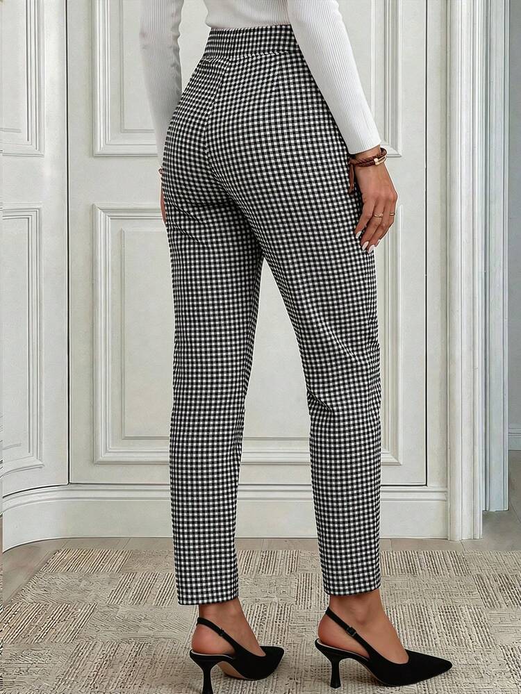 Women's Fashionable Commuter Black And White Plaid Pants Women's Pants Elegant Pants For Women Winter Women Pants Fall Pants Stylish Women's Pants Plaid