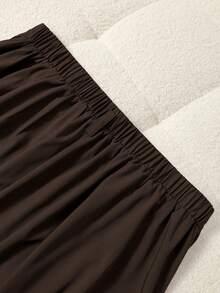 Chân váy chữ A cạp cao cho nữ cỡ lớn, thanh lịch khi đi làm - Cà phê nâu - Xem 6