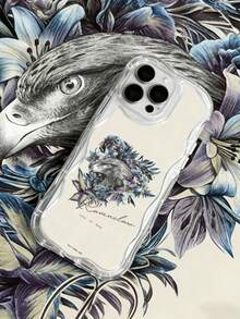HARRY POTTER X SHEIN Ốp lưng điện thoại chống sốc, in hình chim đại bàng móng vuốt và thực vật trong suốt, thiết kế lượn sóng, có bản quyền Harry Potter, dành cho dòng iPhone. - Nhiều màu - Xem 2