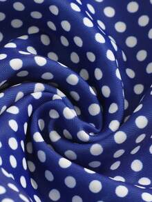 Swim Vcay New Summer European And American Beach Vacation Polka Dot Lace Trim Halter Tankini Swimsuit Set - Blue - View 5
