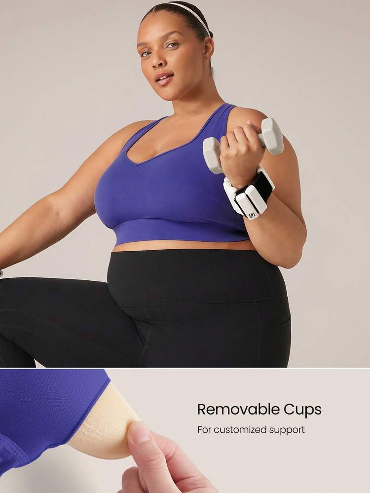 FeatherFit™-Sculpt Cutout Racerback Sports Bra Tank Top Medium Impact Jogging Running Training Removable Cups