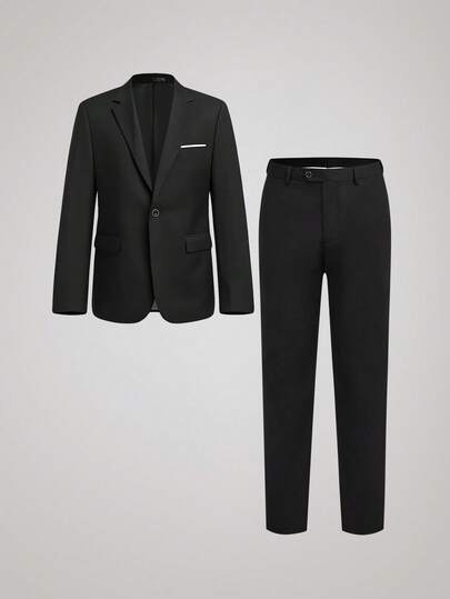 Officeau Bộ vest nam 2 món, áo blazer cổ bẻ màu trơn và quần tây cổ điển, phù hợp cho các cuộc họp kinh doanh, lễ tốt nghiệp, đám cưới và tiệc tùng.