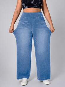 Flexra Plus Size Women Soft Medium Wash Elastic Jeans - Medium Wash - View 7