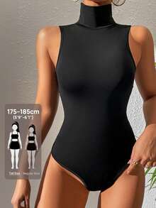 SHEIN Tall Body tank de cuello cisne - Negro - Ver 8