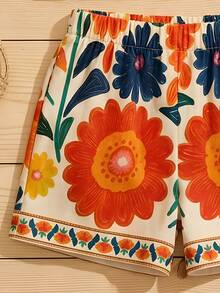 Bộ áo hai dây in hoa và quần short thường ngày cho bé gái tuổi teen. - trắng - Xem 5