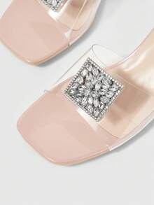 Sleekvia Women's Chunky Heel Open Toe Sexy Transparent Party High Heel Sandals - Apricot - View 4