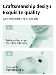 Teckwe Pet Steam Comb, Suitable For Cats And Dogs, 3-In-1 Cat Grooming Tool , Features Spray Function And Quick Hair Removal Button, Hair Removal Comb, Steam Comb With 200mAh Rechargeable Battery;Shipping Without USB-C Data Cable Included - Multicolor - View 5