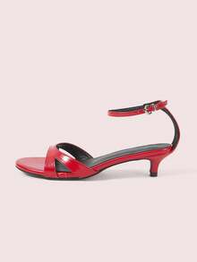 CUCCOO DOLLMOD Women Shoes Round Toe Short Heel Romantic Elegance Simple Red Women's Sandals - bright red - View 2