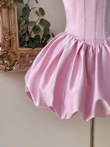 Lovelzi Đầm ngắn trễ vai cổ yếm thanh lịch, ngọt ngào với thiết kế eo có gọng và dây buộc phía sau có thể điều chỉnh, phù hợp cho nhiều dịp khác nhau như dự tiệc cocktail, làm người mẫu thời trang và dự tiệc trang trọng. - Hồng - Xem 6