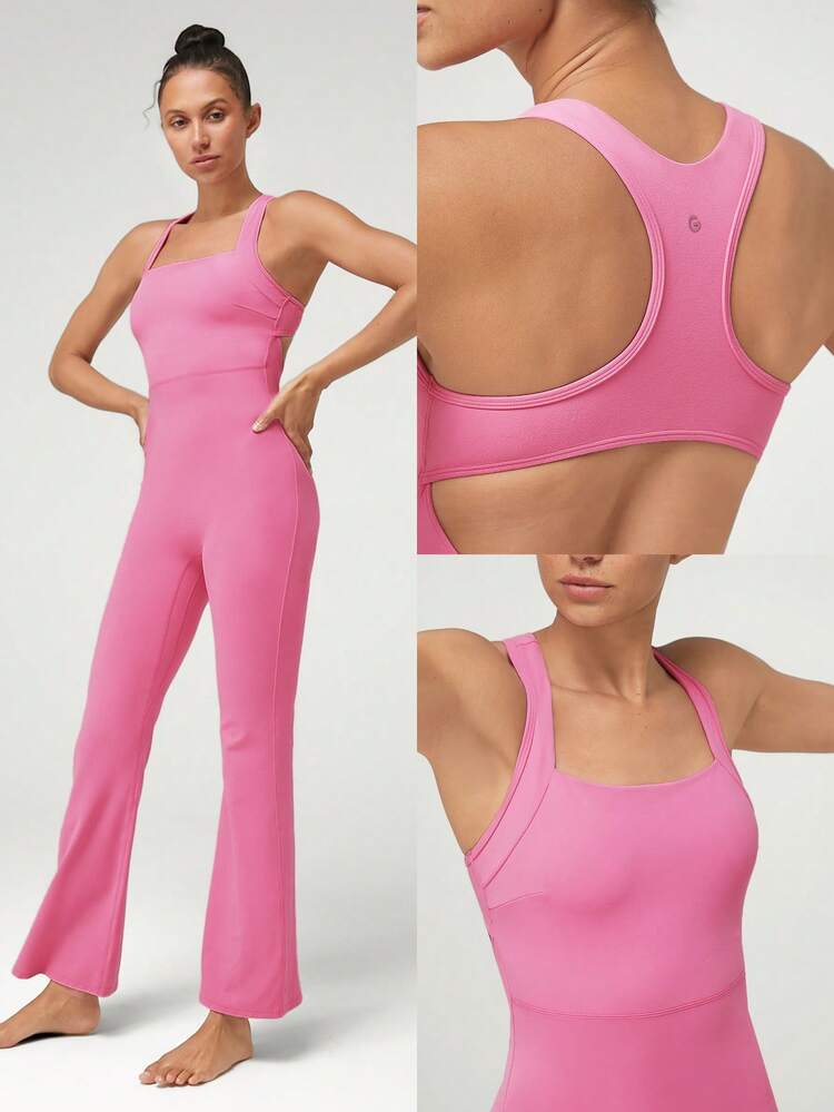 31" FeatherFit™ Racerback V-Shaped Scrunch Hip Cutout Back Jumpsuit Bodysuit Low Impact Yoga Pilates Daily