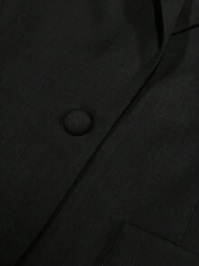 Franclia 女士纯色单扣休闲百搭通勤长袖西装外套 女士连衣裙夹克 商务服装 黑色服装 半身裙套装 黑色西装外套 女士黑色西装 女士正式套装 女士西装外套 女士西装外套 西装套装 女士西装外套 正式西装外套 商务女士套装 - 黑色 - 查看 5