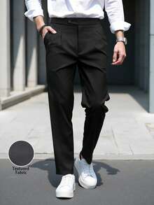 Manfinity Mode Pantalones casuales de negocios para hombres, pantalones de traje versátiles, adecuados para negocios, viajes al trabajo y uso casual diario. Pantalones formales clásicos para hombres, aptos para trabajo formal, tiempo libre diario, viajes de fin de semana, actividades al aire libre, expediciones de viaje, entornos de trabajo relajados o eventos semi-formales. Regalo ideal para novio/esposo, aniversario/cumpleaños, fiestas, vacaciones de verano, bodas, primavera a verano, Pascua, Y2K, vintage para ceremonias. - Negro - Ver 3