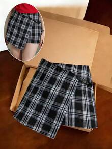 Franclia Minifalda envolvente a rayas de estilo minimalista y versátil - Blanco y Negro - Ver 1