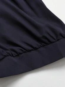 Sweetra 大码撞色翻领蝴蝶结腰身A字短袖连衣裙 - 彩色 - 查看 3