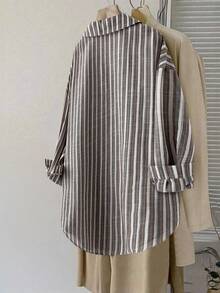 SHEIN LUNE Conjunto de Acción de Gracias para mujer de talla grande, ropa de otoño para uso casual diario. Camisa de manga larga con estampado geométrico para mujer de talla grande. Camisa holgada y cómoda de estilo largo para el hogar y las vacaciones, atuendos de otoño, conjunto de Acción de Gracias para mujer, conjunto navideño para mujer, blusa casual holgada y cómoda de estilo largo para el hogar y las vacaciones, atuendos de otoño, blusa para días festivos - Multicolor - Ver 2