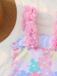 Emery Rose Kids Emery Rose Kids Đồ bơi liền thân kẻ sọc, nơ và hoa cho bé gái - Hồng - Xem 7