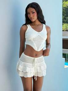 Mima John Ocean Wave Style Dam A-Line strandkjol - Vitt - Visa 5