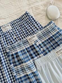 Dream Adore 3 piezas Conjunto de pijama de pantalones holgados a cuadros hipoalergénicos para uso en casa - Multicolor - Ver 4