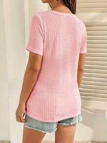 SHEIN Maternity Solid Color Casual Versatile Daily Wear Nursing Top - Pink - View 2