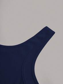 Slaydiva Casual All-Match White Cami Top With Deep U-Neck And Racerback Women's Plus-Size ,School; Teacher; Homecoming - Navy Blue - View 6