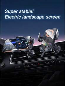 Teckwe 可旋轉汽車手機支架，具備無線充電功能，穩定防滑 ABS 材質，可調節夾具，一鍵伸縮，黑色銀色，適用駕駛者日常通勤、長途旅行、商務出差，汽車內飾配件，智能車載用品；本產品配備 150mAh 可充電電池 - 均碼 - 查看 7